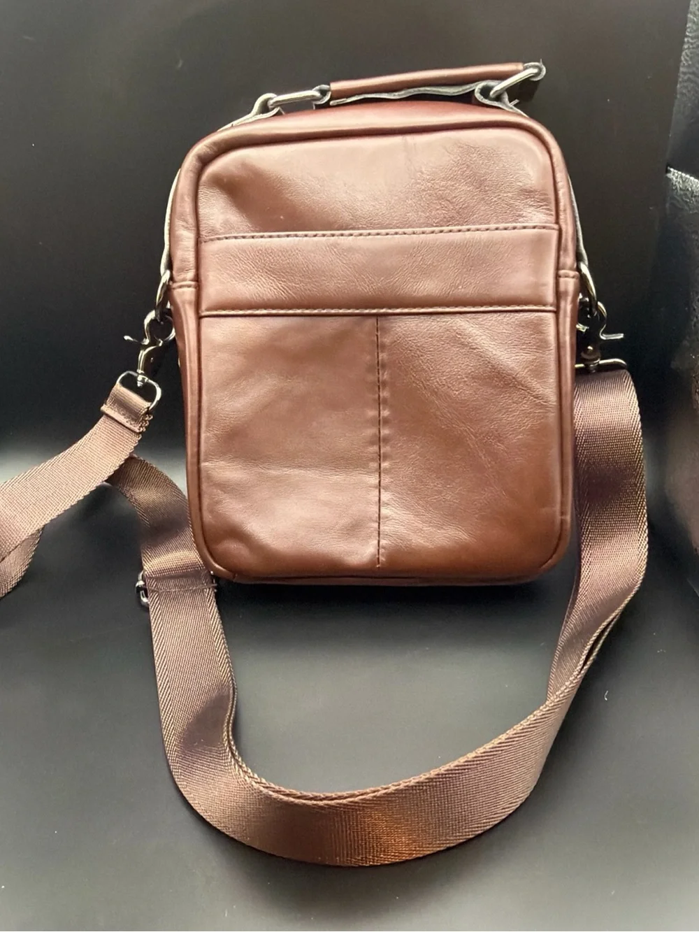 BULLCAPTAIN Men Genuine Leather Shoulder Bag Messenger Crossbody Satchel Brown